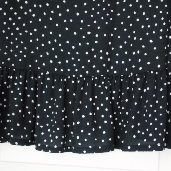 LOFT Black Top or Mini Dress with White Dots US Size Small - Picture 3 of 9